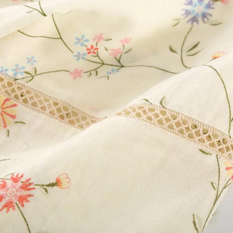 Summer Muslin Pajamas for Women Cardigan V-neck Short-sleeved Shorts 2pcs Sleepwear Floral Sweet Kimono Cotton Pajama