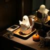 Gruselige Kamindekoration Niedliche Halloween-Geisterfigur, Lesender auf der Toilette Harzstatue, Lustiges Badezimmerornament für mehrstöckige Ablage Tischplatte Schreibtisch