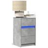 Nightstand with LED Lights Concrete Grey Particleboard