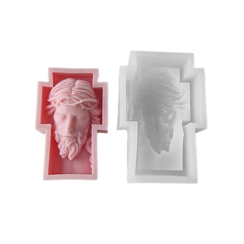 Stampo in Silicone Statua Croci 3D Scultura Busto Unico Stampo Candela Stampo Resina Gesso Ornamento Regalo Fatto a Mano per Artigianato