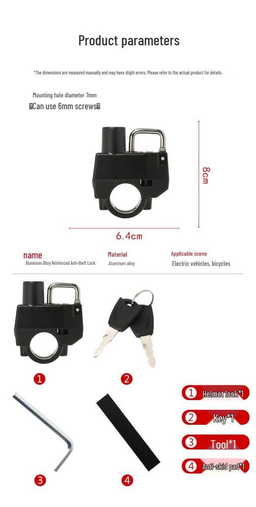 Electric Bike Helmet Anti-Theft Lock - Universal Motorcycle Handlebar Hook Cap