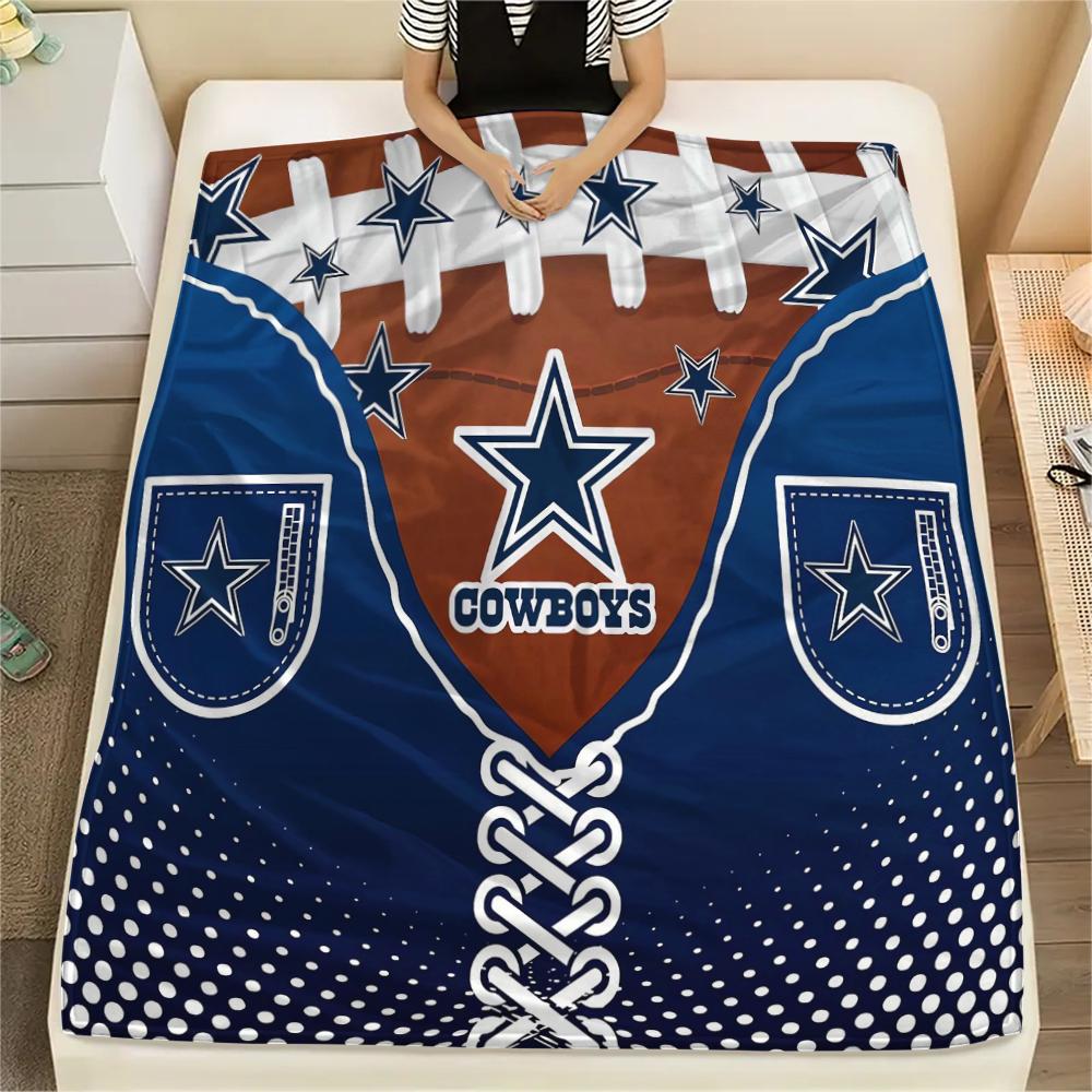 1Pc Cowboys Football Print Flannel Blanket, High quality Comfortable for All Seasons, Home Decor, Warmth and Comfort, Perfect for Gifts