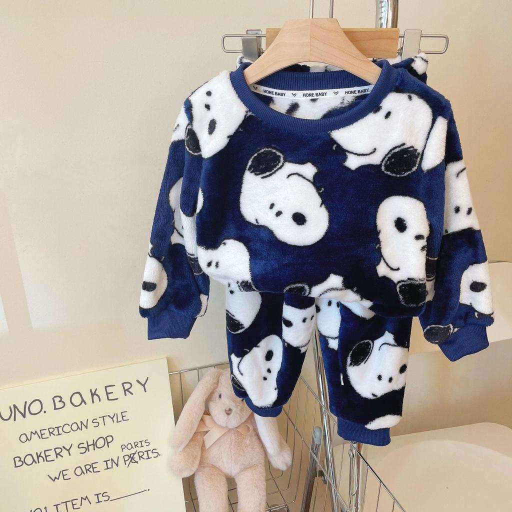 Thick Warm Flannel Pajama Set for Toddlers - Boys & Girls, Autumn/Winter Collection