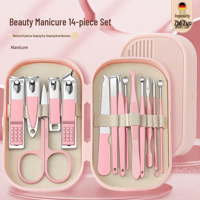 14-Piece Portable Nail Care Kit for Men & Women - Includes Clippers, Ear Pick, and Manicure Tools.