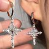 Fashion Korean Sparkling Snowflake Earrings Creative Punk Cross Earring Stud for Women Girl Jewelry Daily Party Gifts