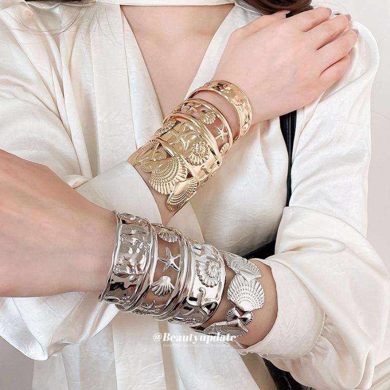 Metal Ocean System Pleated Starfish Open Bracelet Niche Ins Wind Bracelet Light Luxury High-end Jewelry Women