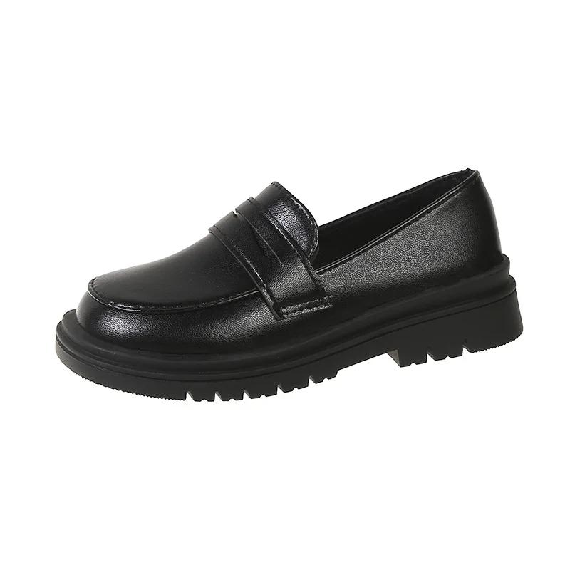 Children's Black Boys UK Uniform School Shoes Fashion Soft Kids Versatile Girls Shalow Loafers Slip-on Breatheable 2024 Spring
