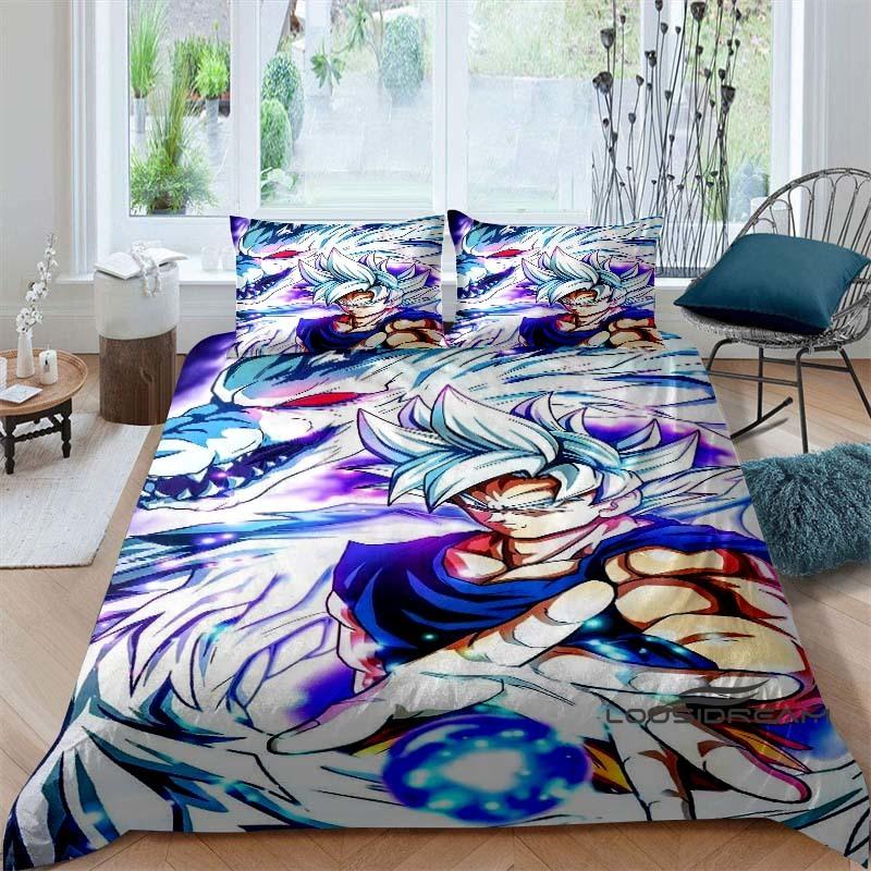 Cartoon/Anime Son Goku Dragon Ball Themed Printed Bedding Set: This Soft and Comfortable Set Includes a Duvet Cover and Pillowca