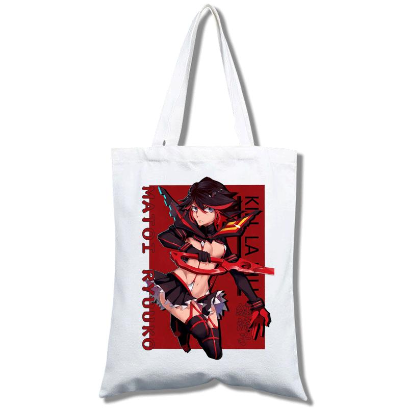 Kill La Kill Student Shopping Mobile Phone White Canvas Model Portable Messenger Bag Canvas Bag