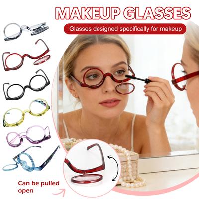 Ochelari de citit pentru machiaj pentru femei Cititoare cosmetice Ochelari de mărire cu lentilă dublă Flip-Up