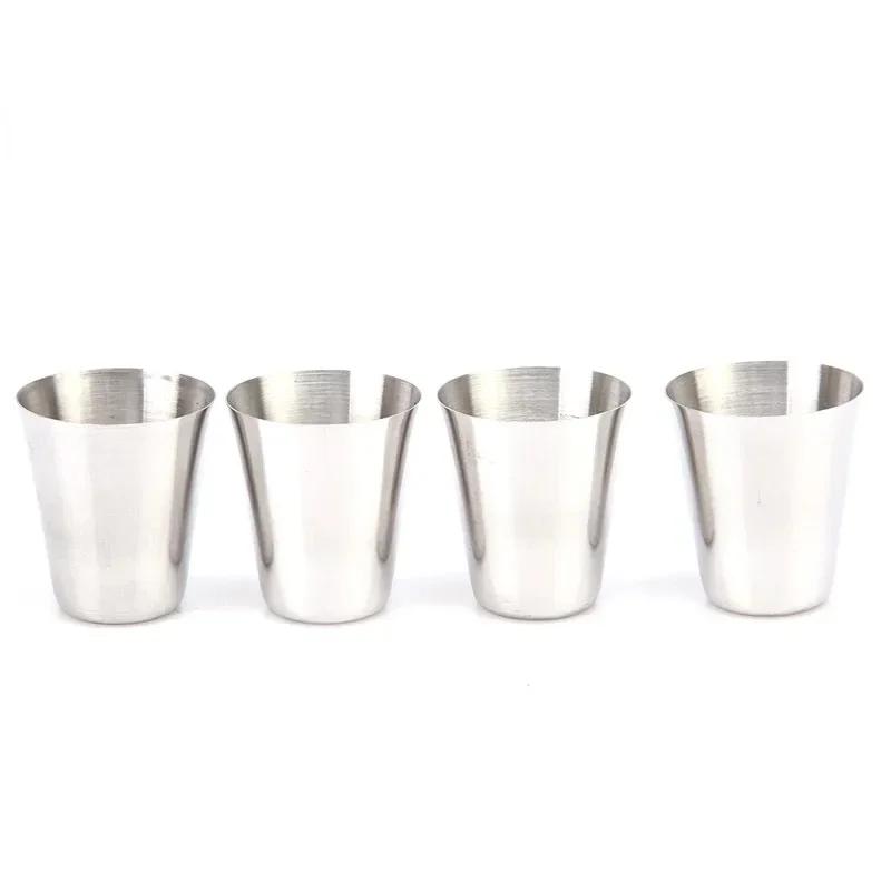 4pcs/set 30ml Portable Stainless Steel Wine Cup Set Drinking Liquor Alcohol Whisky Vodka Mug Travel Barware Accessories