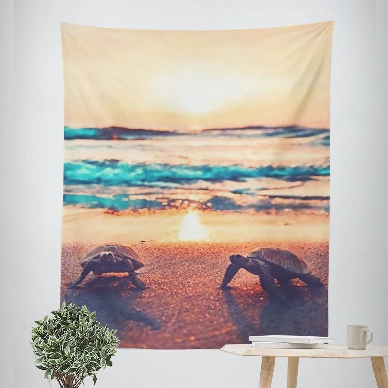 Seaside Turtle Decorative Tapestry Home Wall Decoration Office Living Room Tapestry
