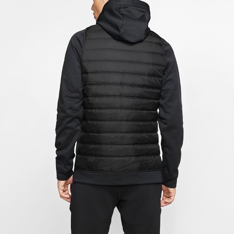 Nike Warme einfarbige Sport-Trainings-Baumwolljacke mit Kapuze für Herren Oberbekleidung Schwarz BV6299-010