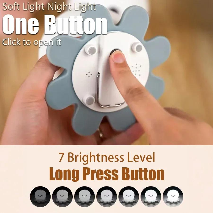 Night Light Cute Animals Panda Rabbit Whales Silicone Lamp Rechargeable Bedside Sleep Warm Soft Light For Kids Birthday Gift