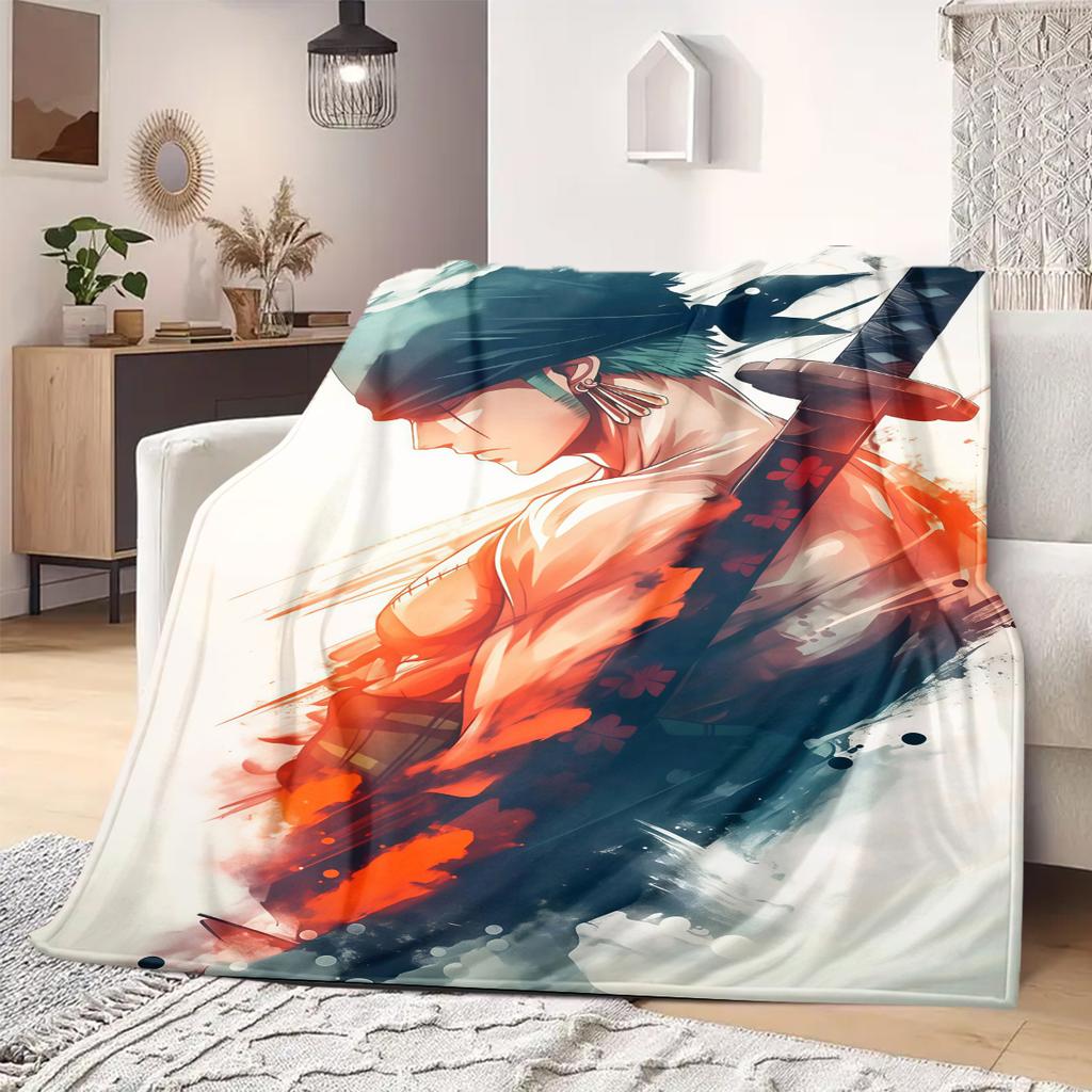 Roronoa Zoro Print Blanket Warm Comfortable Flannel Blanket Suitable for Bedrooms,Sofas, Beds,Chairs,Travel -QIAO123