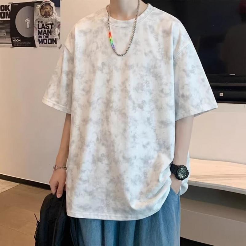 Short-sleeved unisex solid color 2026 new summer American style trendy brand t-shirt, trendy tie-dye clothing, loose half-sleeve top