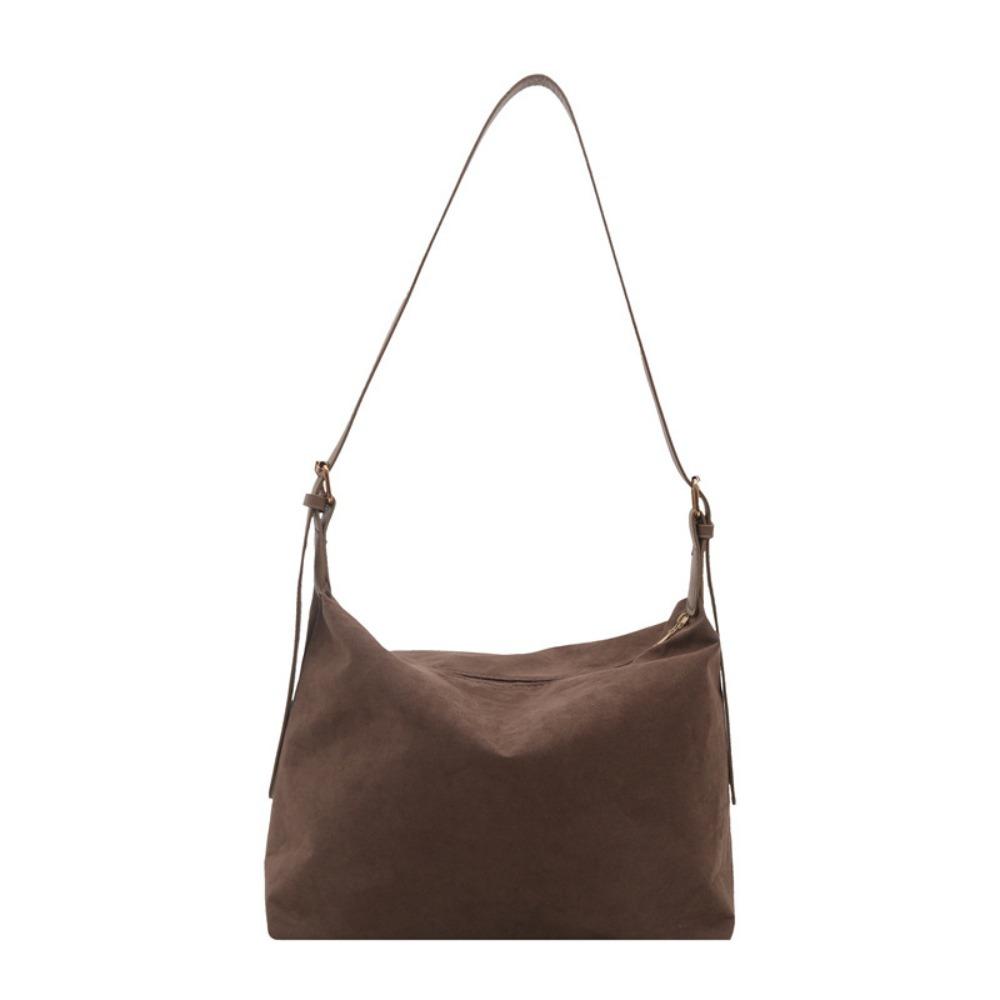 Classic Faux Suede Shoulder Bag Zipper Adjustable Strap Pillow Bag With Inner Pocket Women Handbag Women