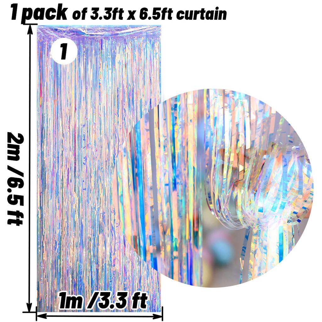 Iridescent Shiny Rainbow Honeycomb Snowflake Xmas Tree Star Fan Curtains For Birthday Party Wedding Christmas Decor