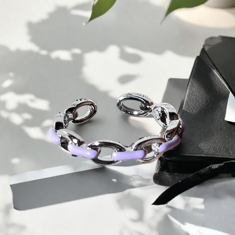Purple Romantic Butterfly Flower Enamel Dripping Open Ring Niche Unique Sense Light Luxury High Sense Ring