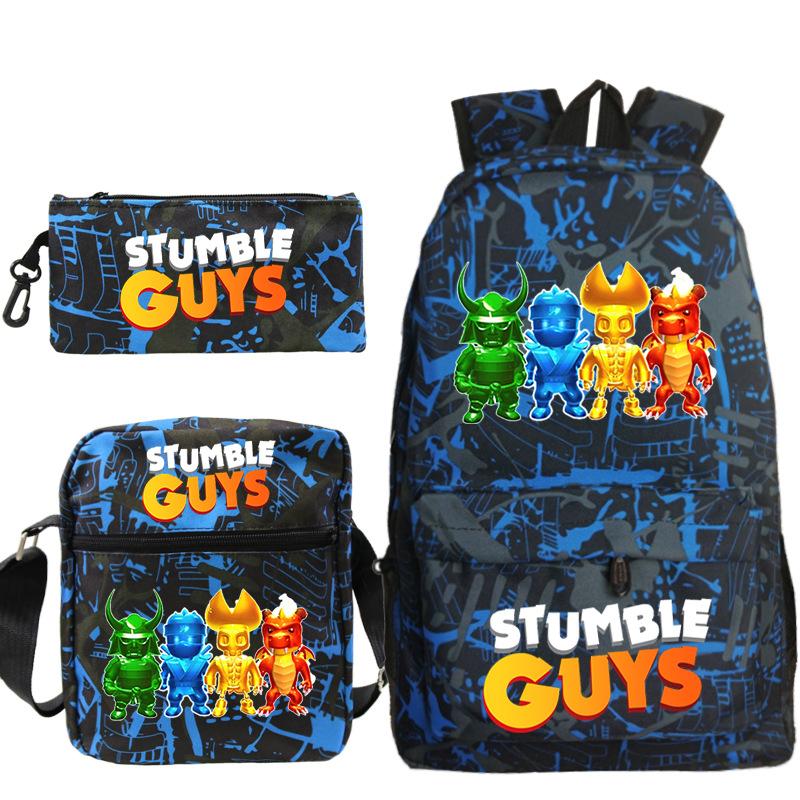 Popularny gadżet do gry Stumble Guys Collision Party Drukowany tornister Plecak studencki Zestaw trzyczęściowy