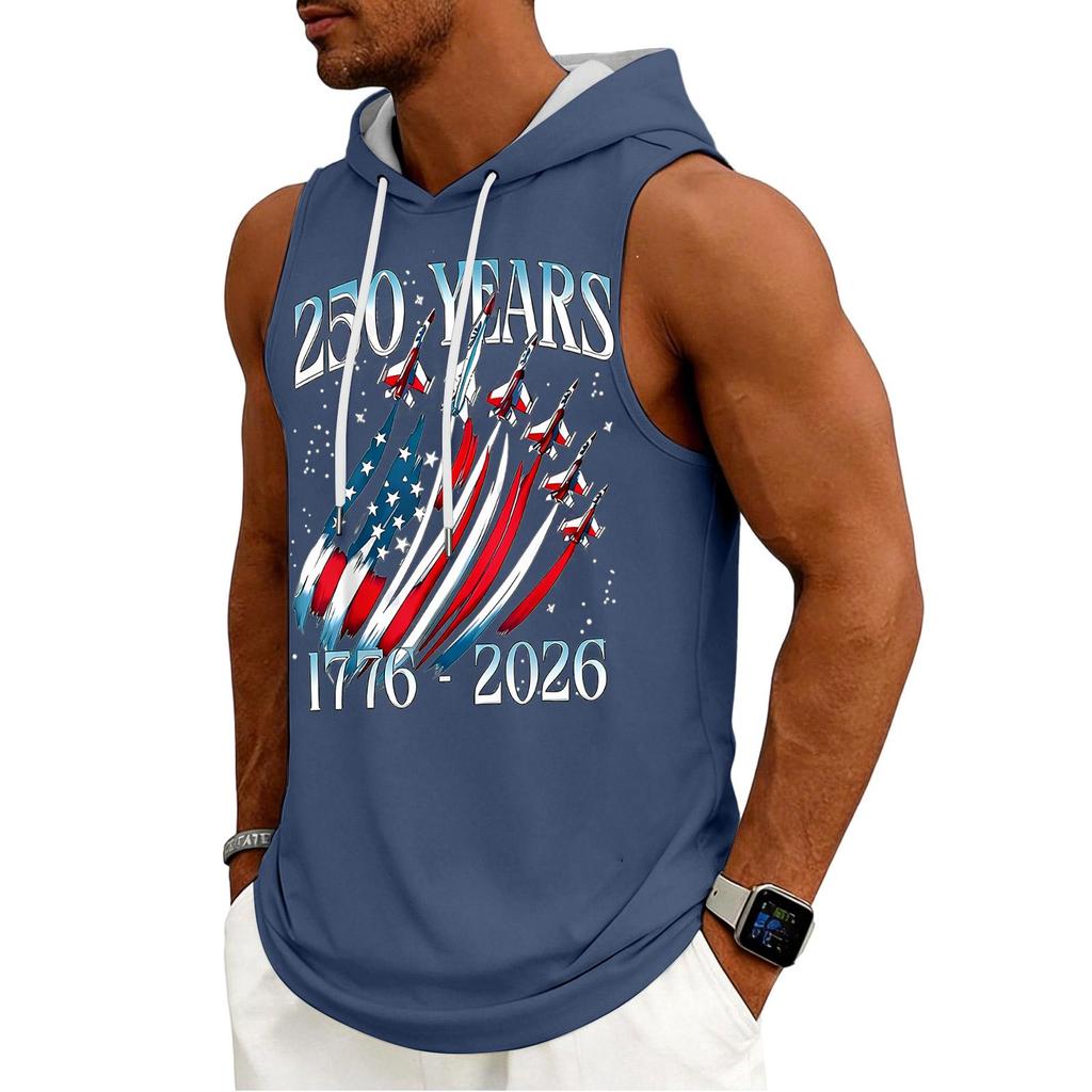 Men's Tank Top Gym Sleeveless Hoodie Shirt Washed Sports Muscle Shirts Fitness Vest With Hood