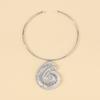 Women European Fashion Exaggerated Conch Pendant Choker Retro Ocean Style 3D Pattern Geometric Necklace