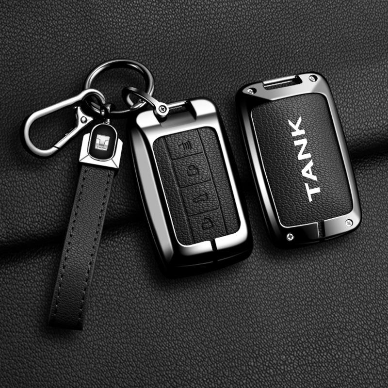 Alloy Car Key Case Cover For Great Wall GWM WEY TANK 300 500 Tank300 Tank500 Key Bag Shell Holder Protector Keychain Accessories