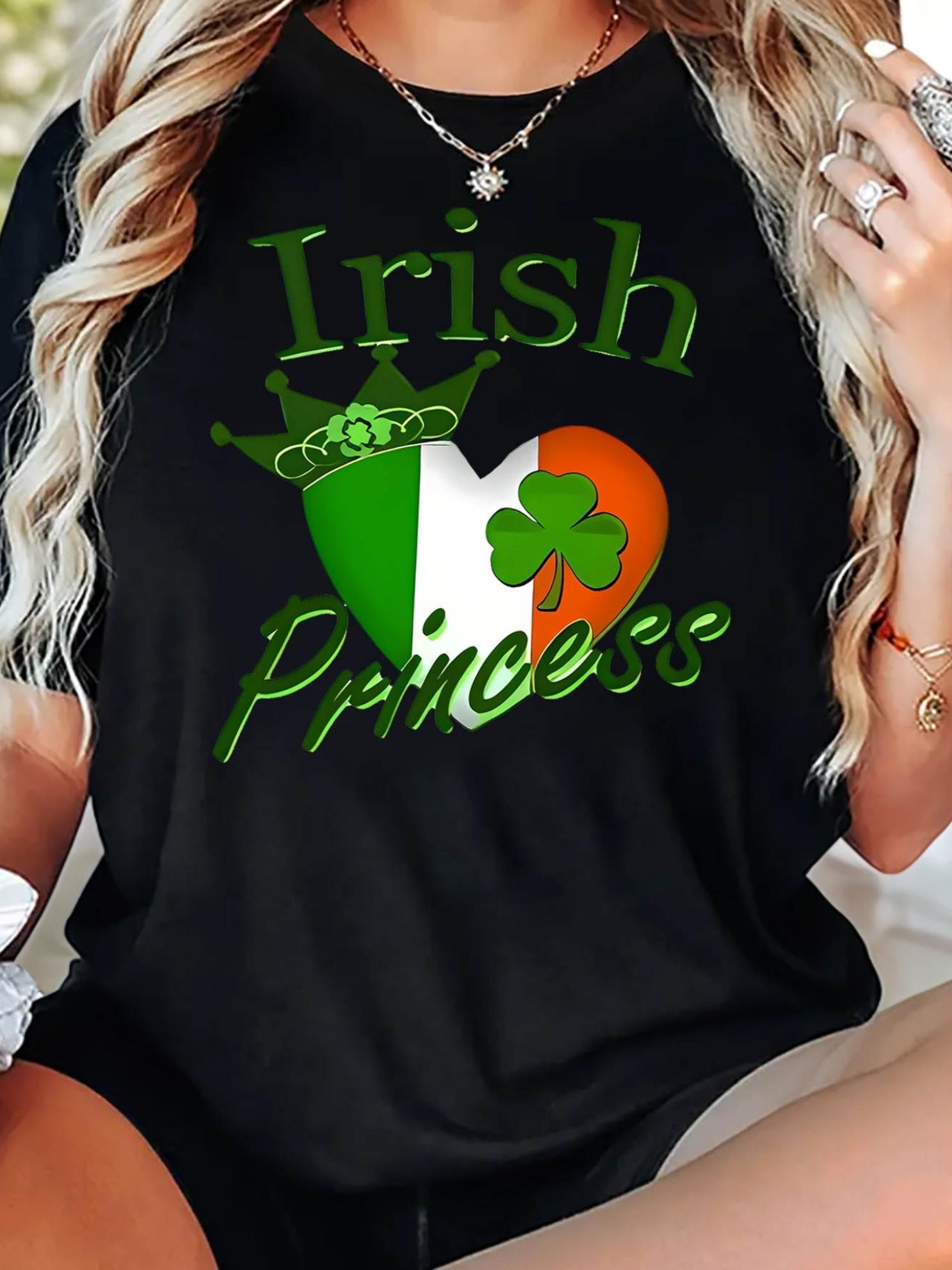 Irish Princess Heart Shamrock Crown T-shirt S