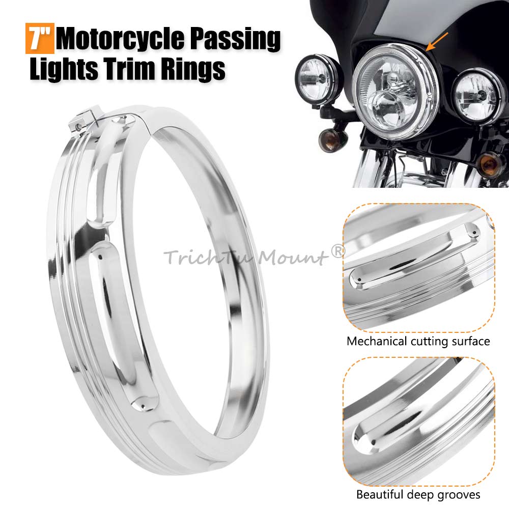 7Inch Headlight Trim Rings Black/Chrome Motorcycle Part For Harley Electra Glide Street Glide Ultra Limited Tri Glide 1994-later