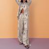 Spring New Arrivals Women's Wear Casual Business Printed Shirt Long Pants Fashion Set