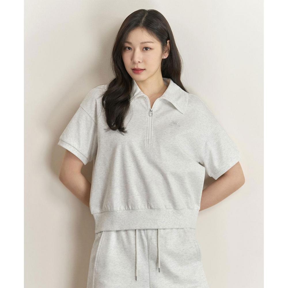 

NEW BALANCE NBNCD3W612 ЖЕНСКАЯ толстовка с короткими рукавами и застежкой-молнией до половины (МЕЛАНЖ СЕРЫЙ)