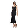 European and American beaded evening dress, high-end waist-wrapped hip square neck sleeveless dress skirt