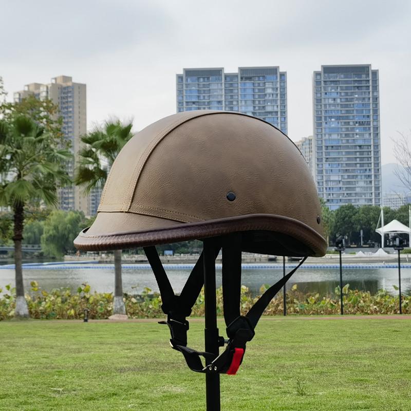 

Vintage Personality Motorcycle Helmet Electric Bike Half Helmet Scooter Cruise Leather Helmet XL