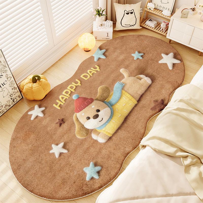 Girly Style Carpets for Living Room Cute Animals Bedroom Decor Carpet Fluffy Soft Irregular Bedside Rug Home Plush Floor Mat