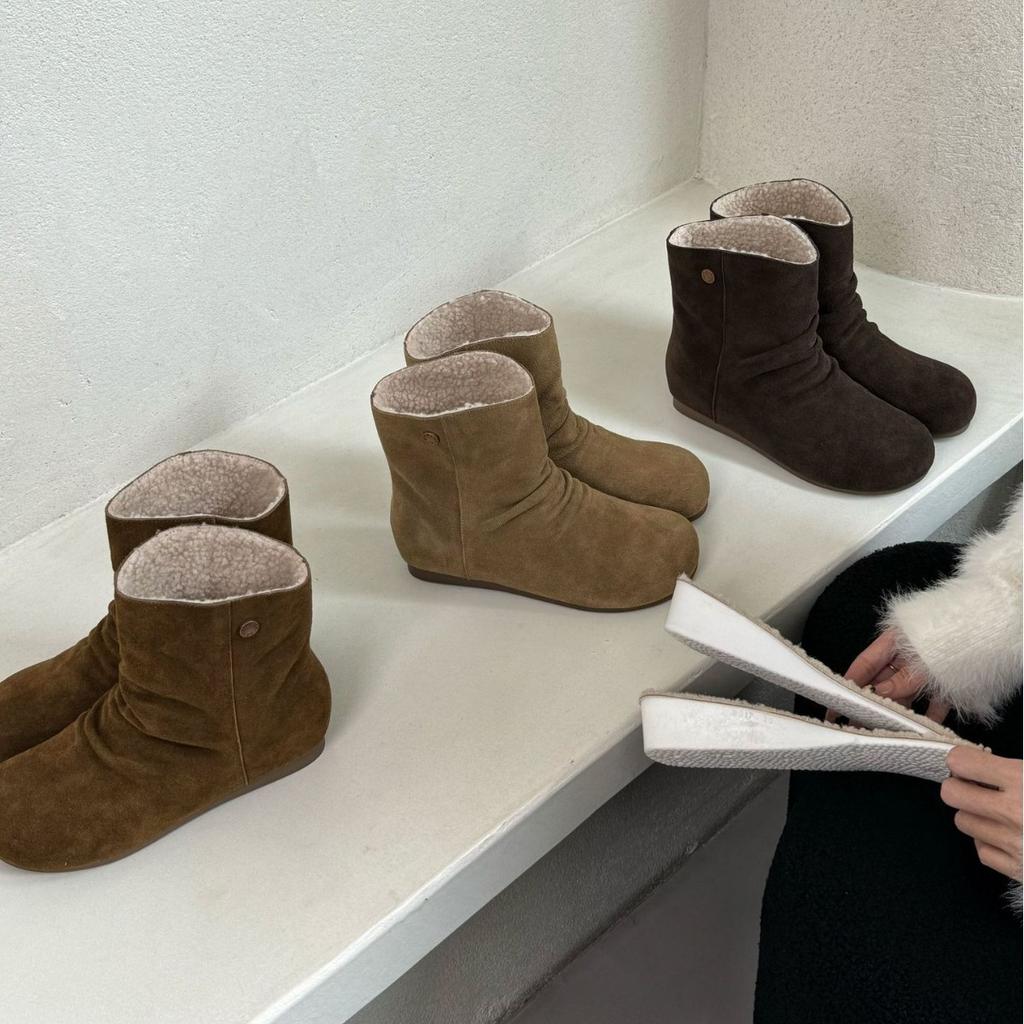 2025 autumn and winter new soft-soled low-tube thin cotton Martin snow warm fashion inner slope heel women's short boots