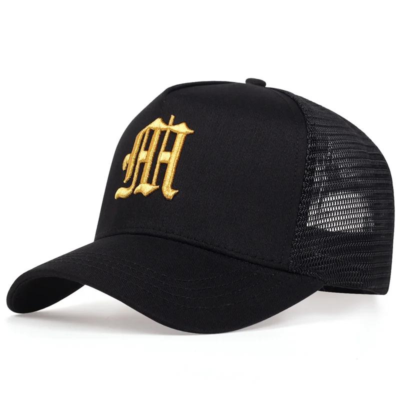 Fashion Gothic Letter M Embroidery Baseball Hat Men and Women Cotton Hats Outdoor Sun Protection Cap Breathable Mesh Caps
