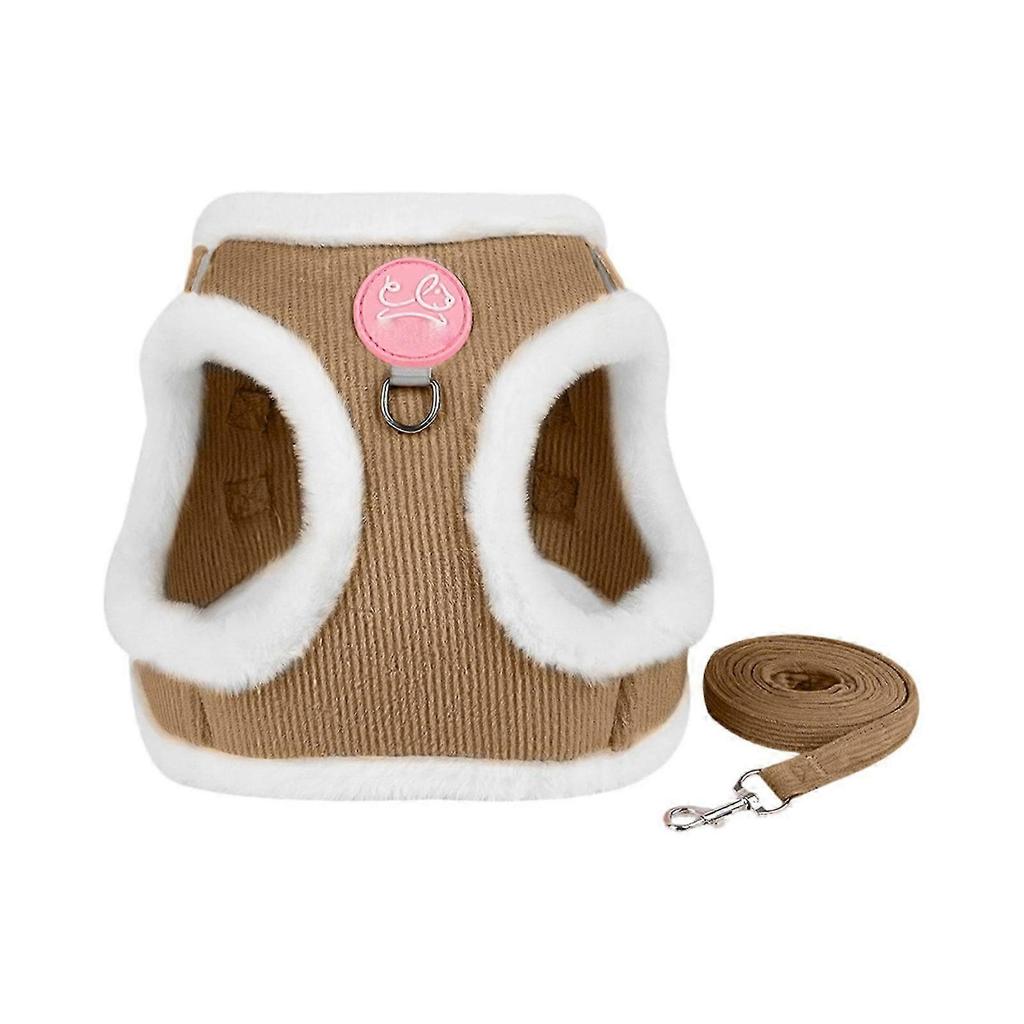 Adjustable Small Dog Harness & Leash Set – Soft Corduroy Vest for Bichon, Pomeranian, Kittens; Compatible with D-Size XS