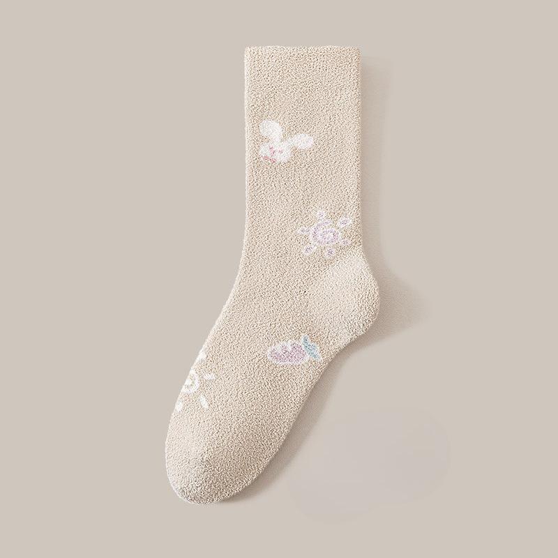 Winter and Autumn Thick and Warm Half-Size Fleece Women's Non-Loose-Material Mid-Calf Stockings Postpartum At-home Maternity Stockings