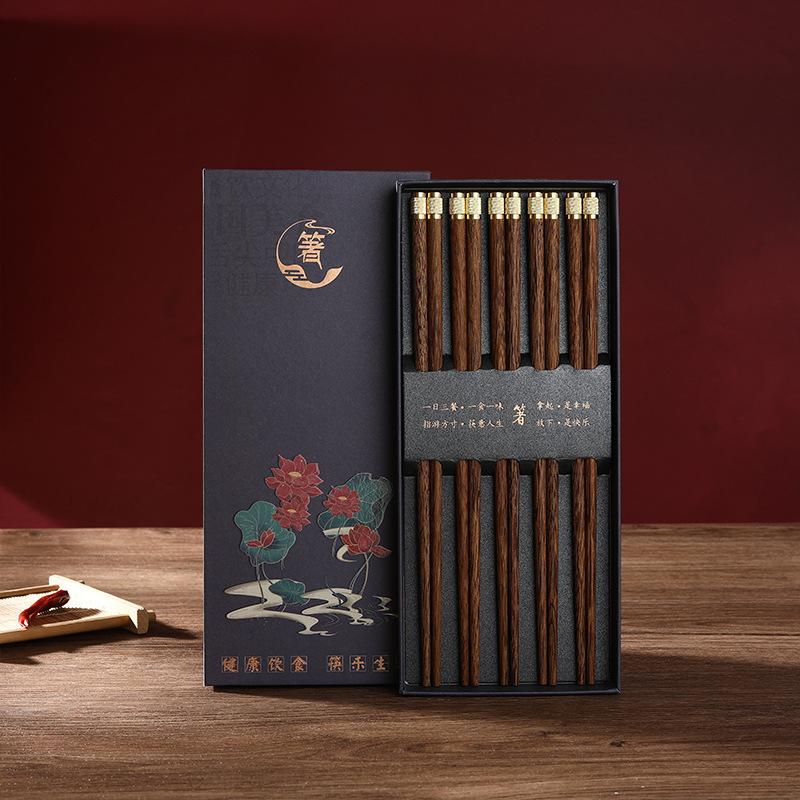 Alta Qualidade Premium Sândalo Vermelho Natural Palitos de Chopsticks Embalagem Caixa de Presente Talheres Domésticos Conjunto de Talheres Palitos de Chopsticks Chineses