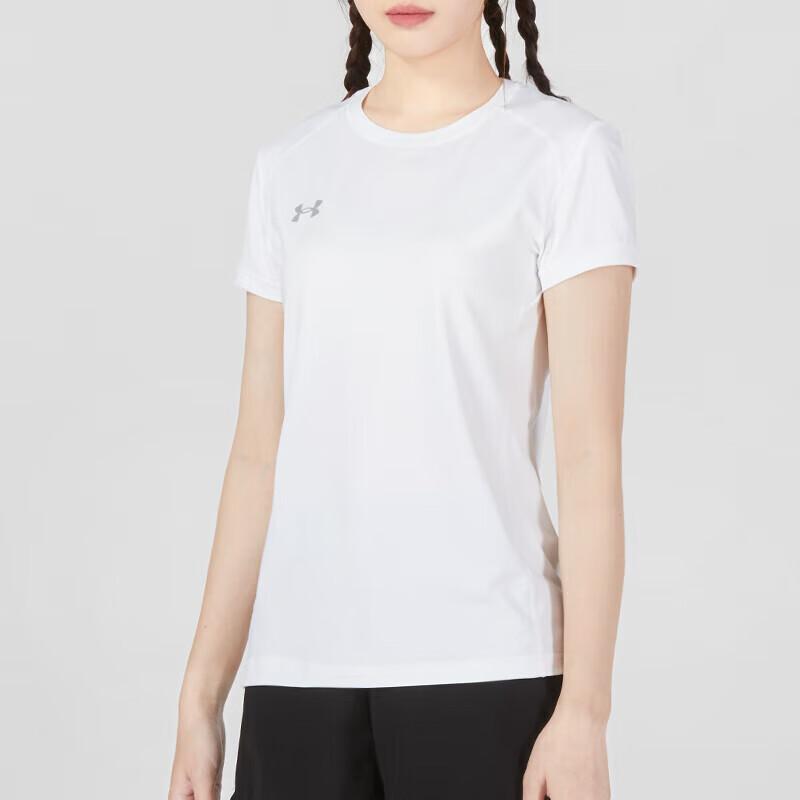 Under Armour Solid Color Breathable Fitness Training Pullover Printed Tight T-Shirt Women tops White 23500509-100