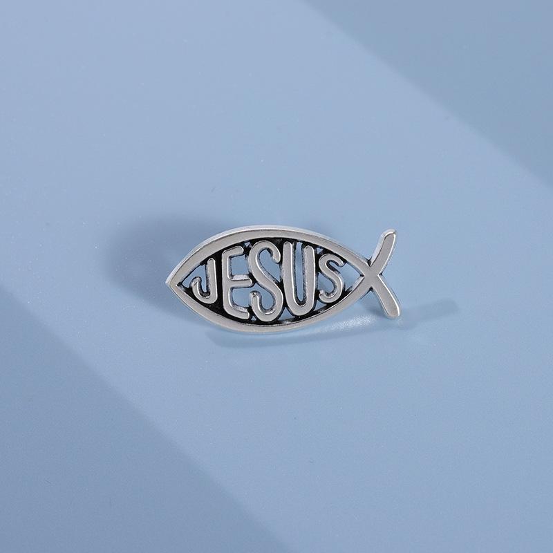 Geometric Silver Fish Brooch: Simple Lapel Pin & Clothing Accessory