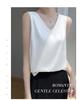 Versatile Women's Satin Camisole: Front V, Round Back, Sleeveless, Wide Straps—perfect Under a Suit, Silky Finish with an Elegant Back.