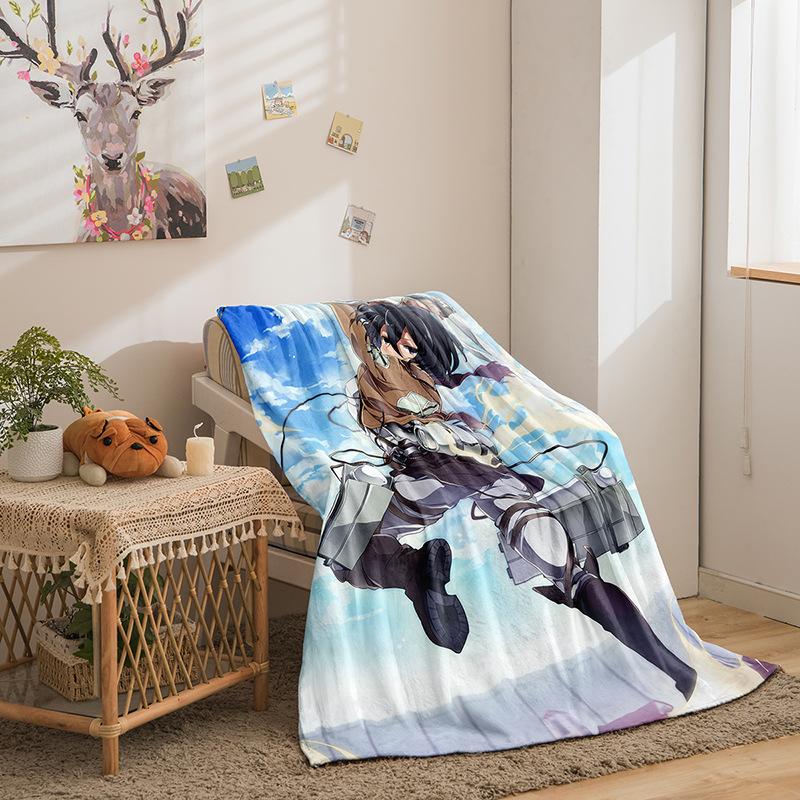 Attack On The Giant Series Flannel Blanket 3D Printed Sofa Blanket Thickened Blanket