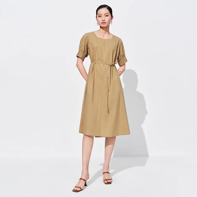 

Sweet basil Women s Square Neck Tie-Waist Mid-Length Dress L