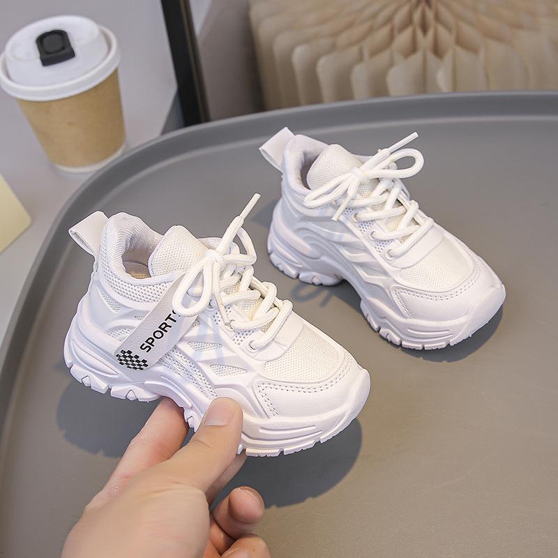 

Autumn Breathable Mesh Running Shoes for Kids - White, Casual, Dad Style One set of sizes 22-25 (4 pairs)