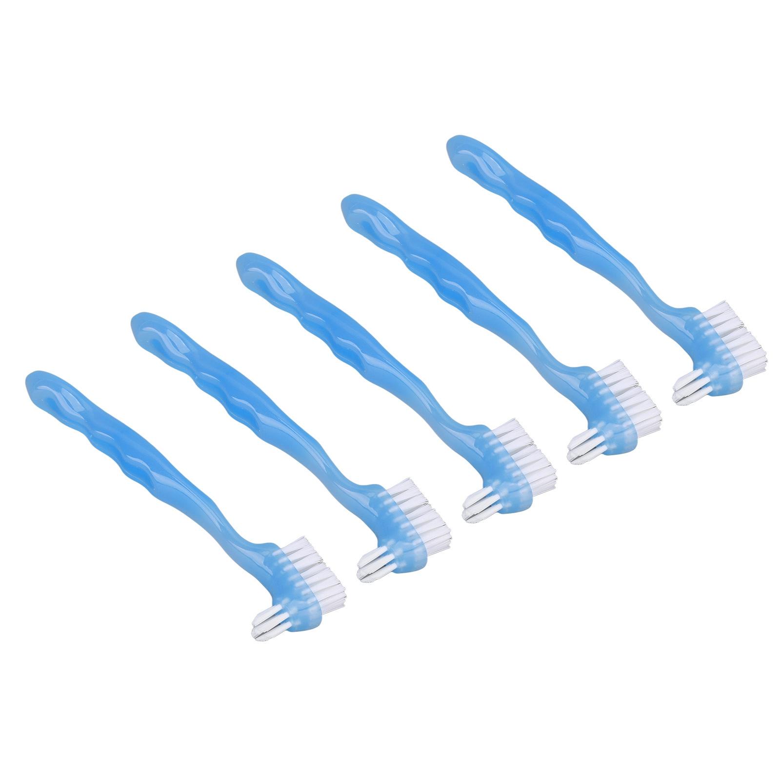 

5pcs Denture Brush Set Professional Travel Portable Double Sided False Teeth Cleaning Brush for Elderly синий