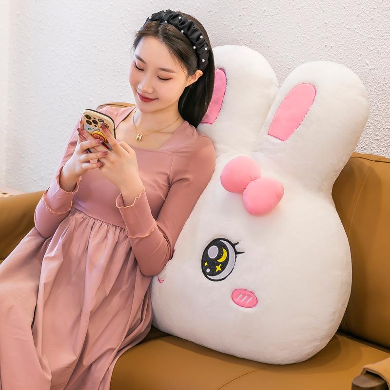Big White Rabbit Plush Toy Bedside Big Pillow Sofa Backrest Waist Cushion Dormitory Backrest Cushion Office Pillow Quality
