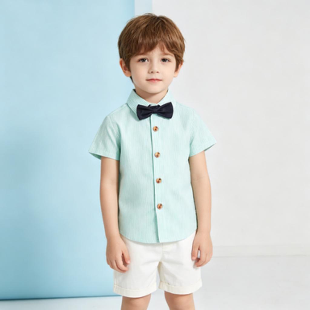 Boys Long Sleeve Stand Collar Shirt Candy Colors for Spring and Daily Wear