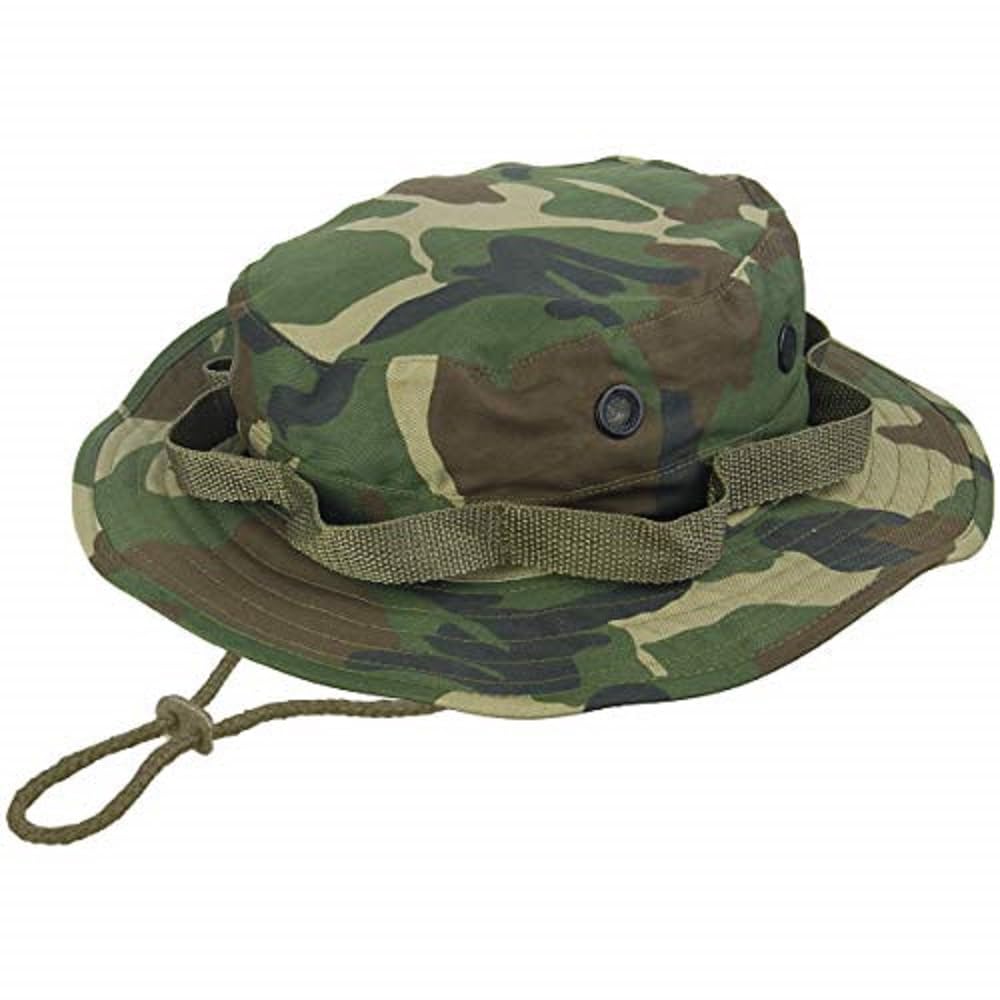Mil-Tec Boonie Hat, US Military Style, 100% Cotton, Woodland Camo - L