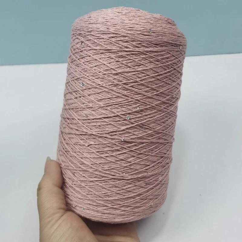 Number 6 Coarse Fine Crochet Thread Sequin Silk Linen Lace Thread with Pearl Beads DIY Scarf Sweater Knitting